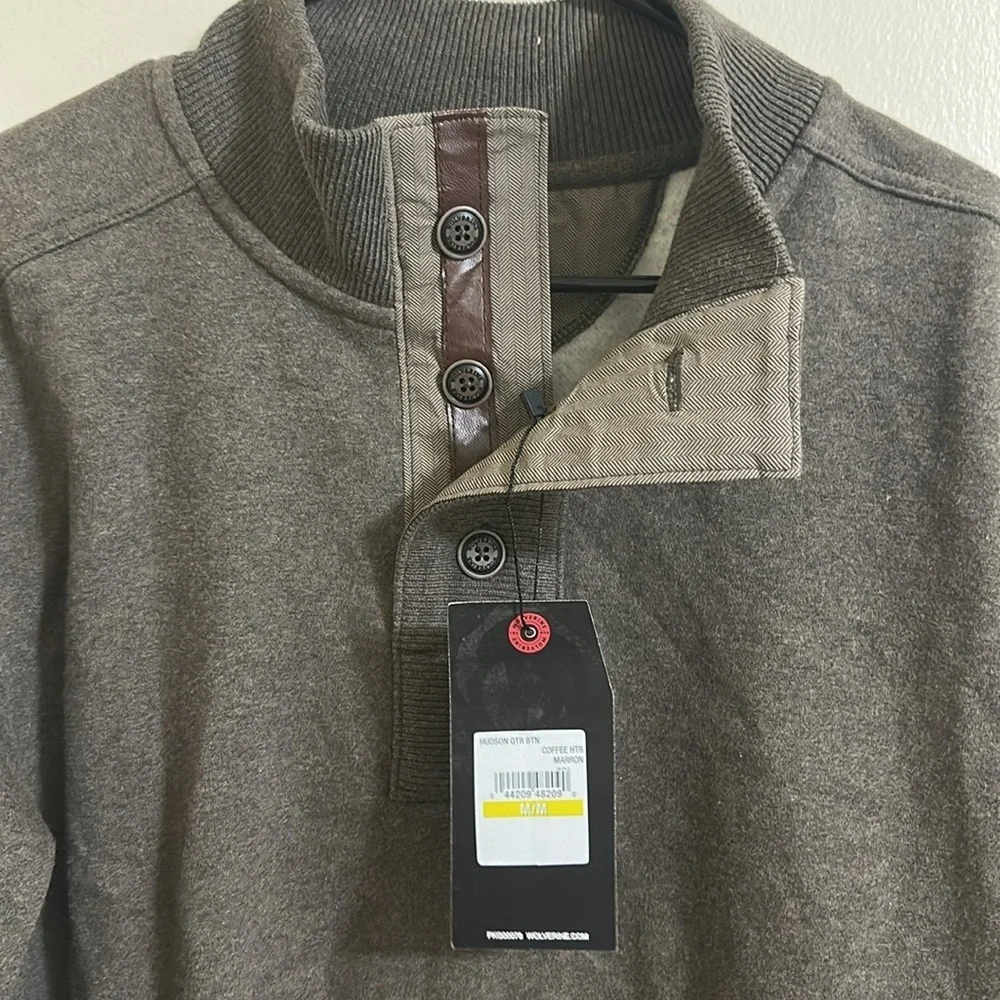 NWT‎ Wolverine Men’s Hudson Button Coffee Quarter Zip Pullover Sweater Medium